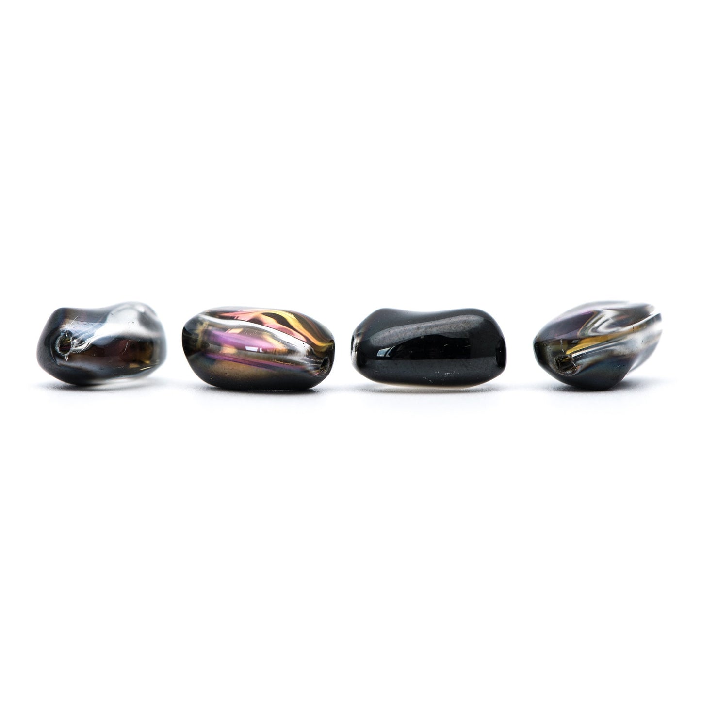 30pcs Faceted Glass Unique Beads, Stone Shaped Crystal beads 15mm, Sparkly Black Rose (GM-035-3)