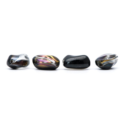 30pcs Faceted Glass Unique Beads, Stone Shaped Crystal beads 15mm, Sparkly Black Rose (GM-035-3)