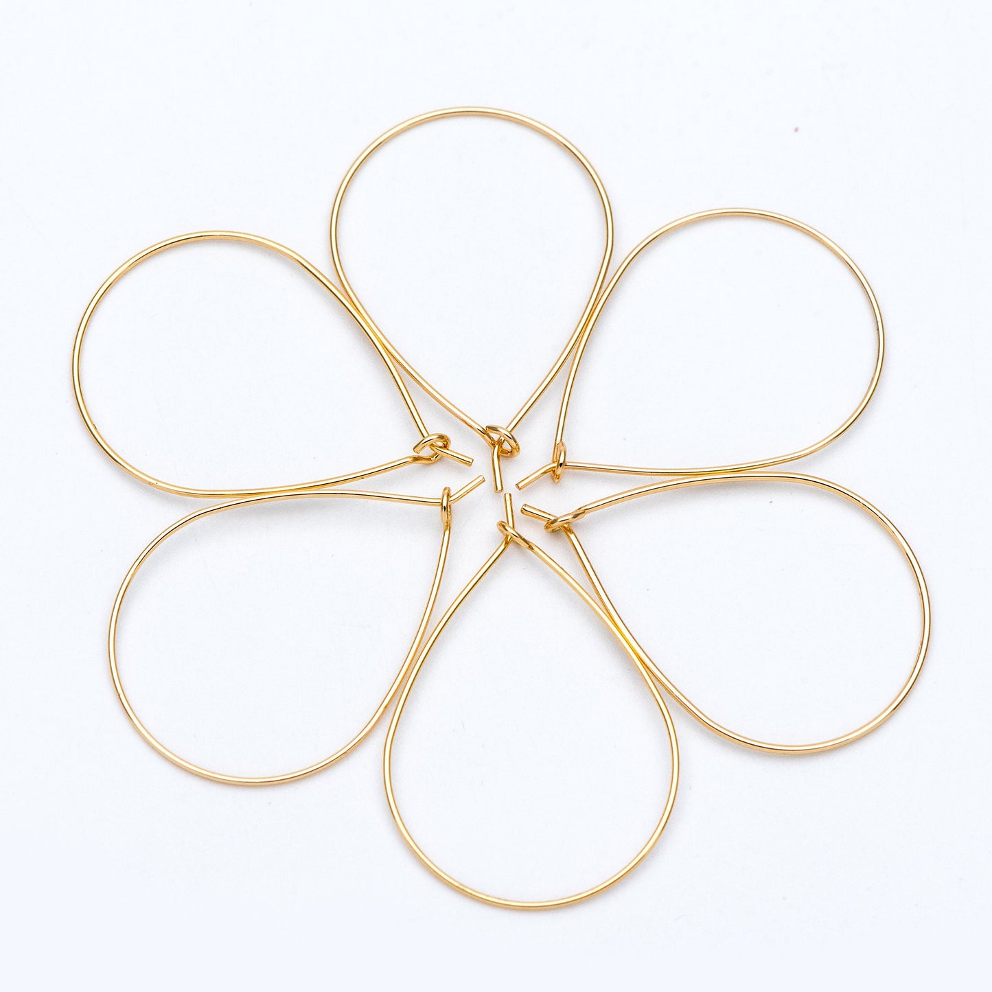 10pcs Gold/ Silver Tone Teardrop Earring Hoops, 38x26mm Geometric Ear Wire Charm Pendants, Threader Earring Components (GB-709)