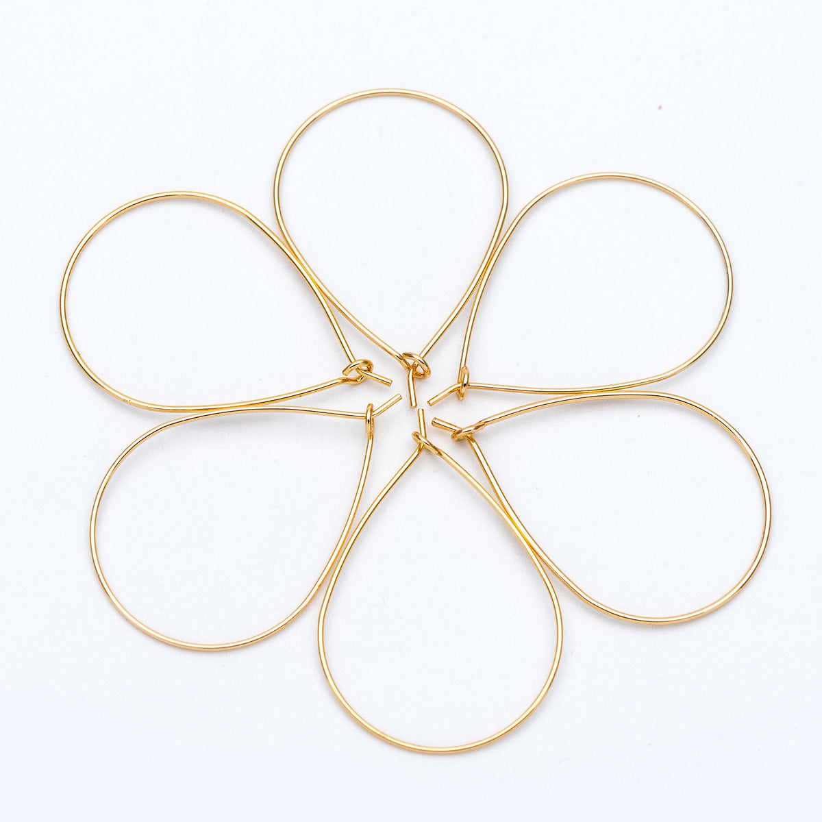 10pcs Gold/ Silver Tone Teardrop Earring Hoops, 38x26mm Geometric Ear Wire Charm Pendants, Threader Earring Components (GB-698-E)