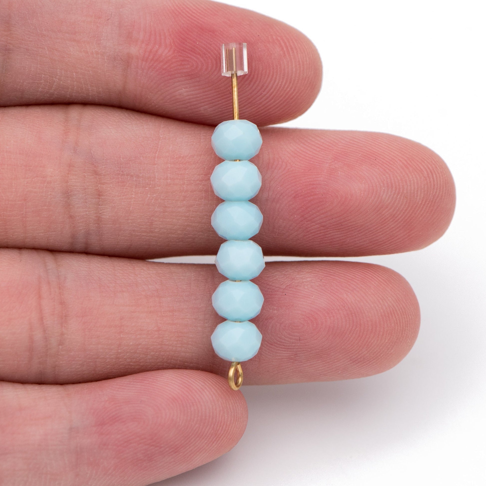 Crystal Glass Faceted Rondelle beads 4x6mm, Baby Blue -(BZ06-161)/ 95pcs