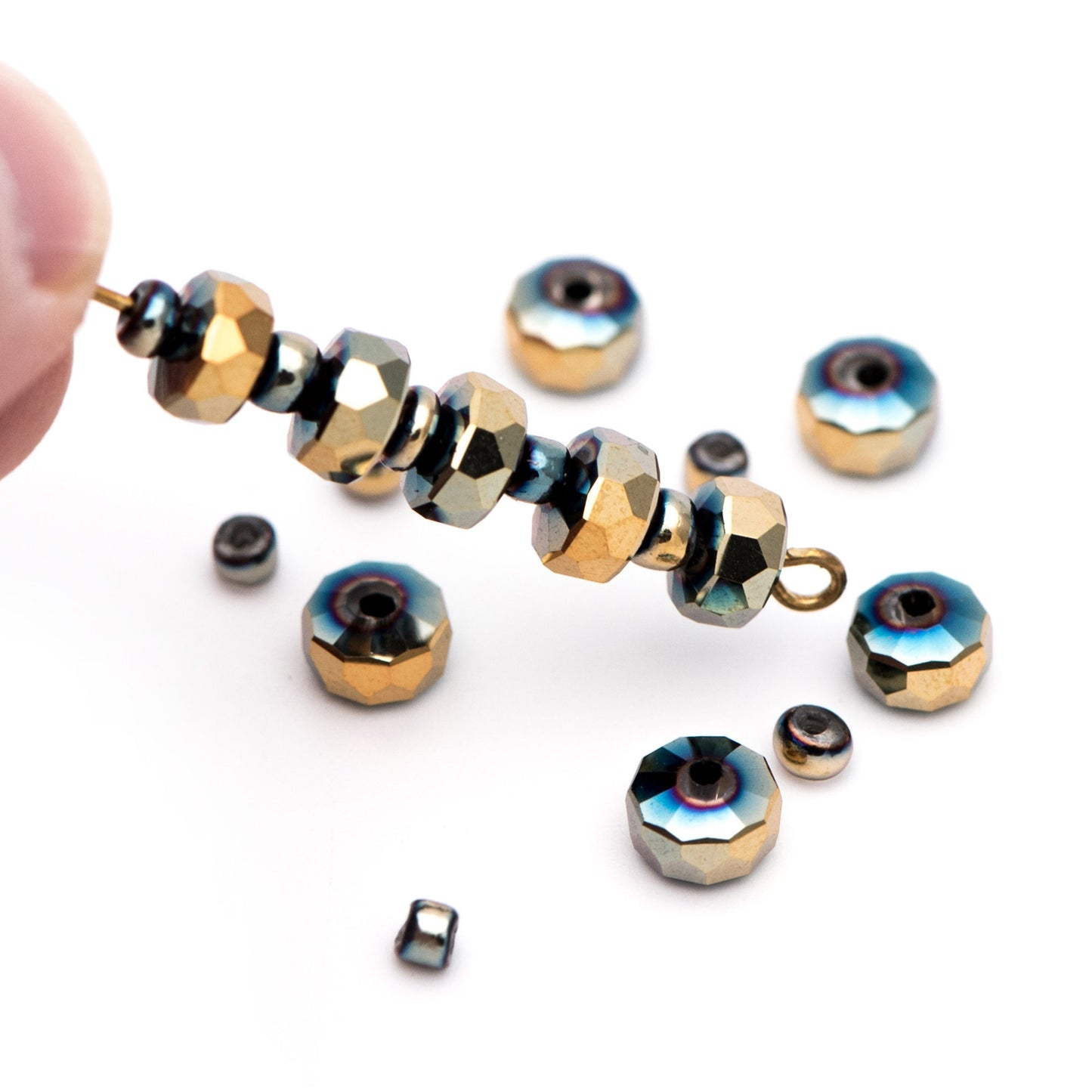 Faceted Crystal Rondelle Beads 6x4mm, Glass Coin Spacer Beads, (TS-90)/ 100 beads