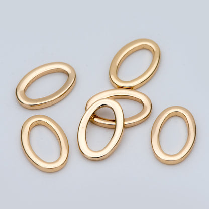 10pcs Gold/ Silver Oval Link Charms 15x10mm, Gold/ Rhodium plated Stainless Steel, Geometric Thick Hoop Connector Pendants (GB-752)