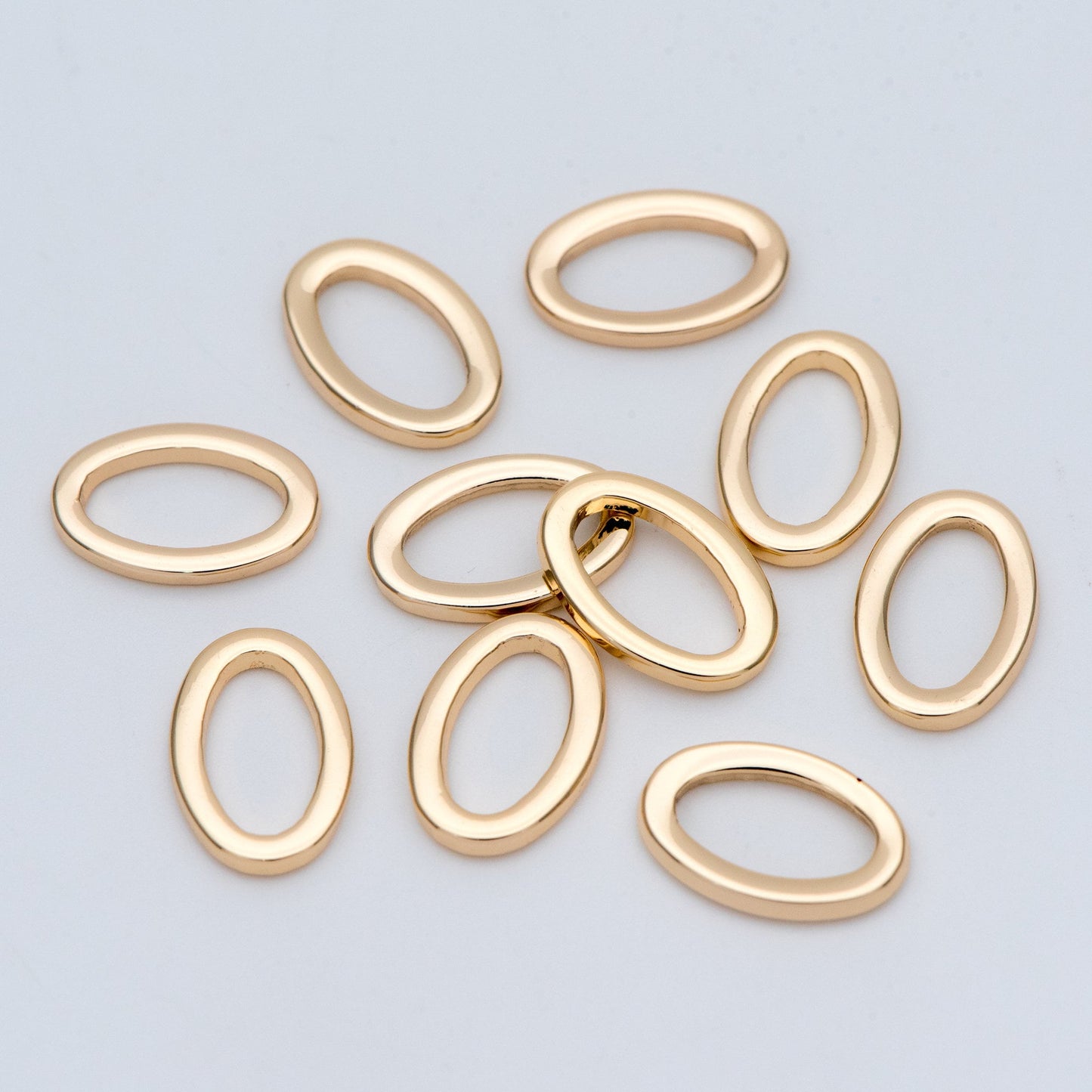 10pcs Gold/ Silver Oval Link Charms 15x10mm, Gold/ Rhodium plated Stainless Steel, Geometric Thick Hoop Connector Pendants (GB-752)