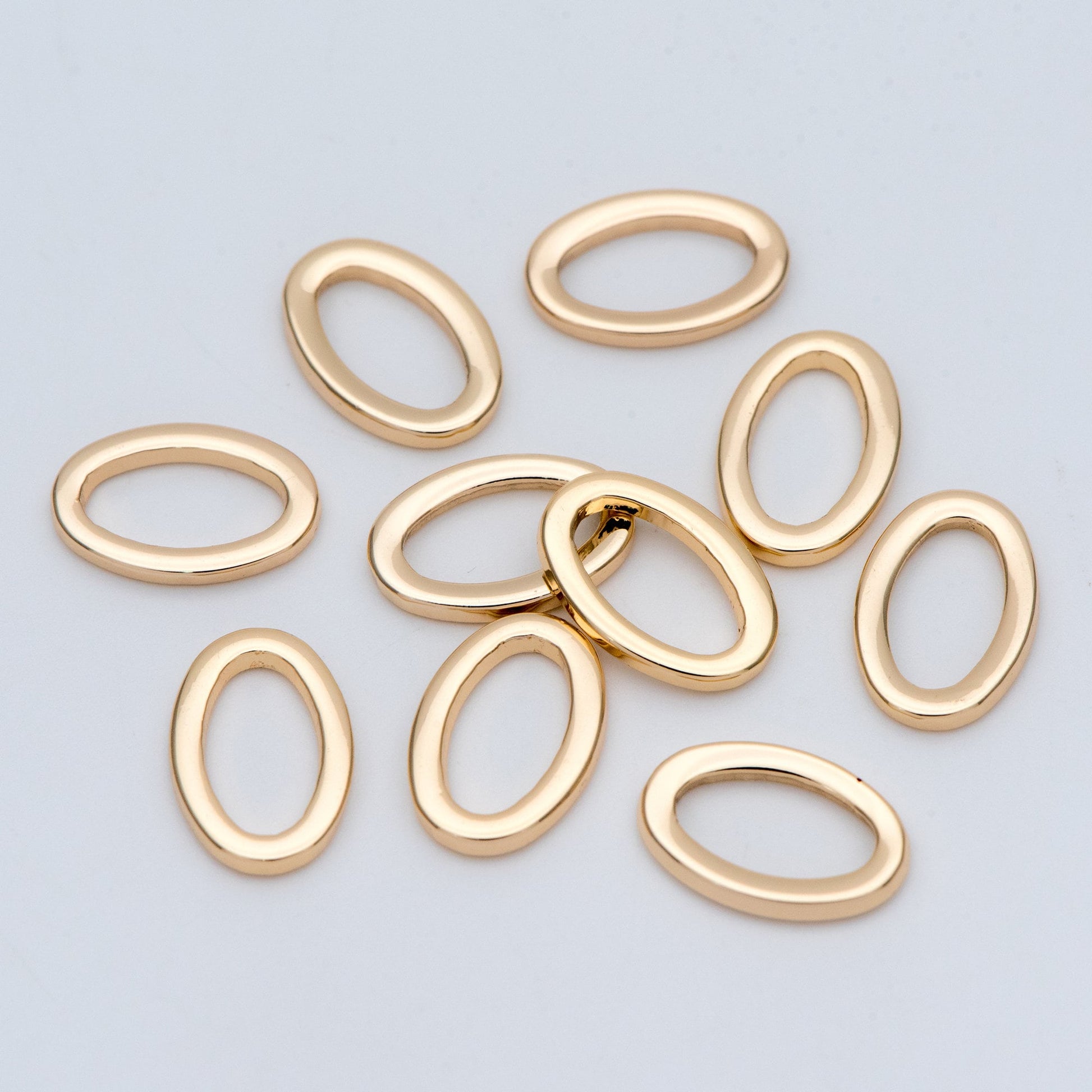 10pcs Gold/ Silver Oval Link Charms 15x10mm, Gold/ Rhodium plated Stainless Steel, Geometric Thick Hoop Connector Pendants (GB-752)