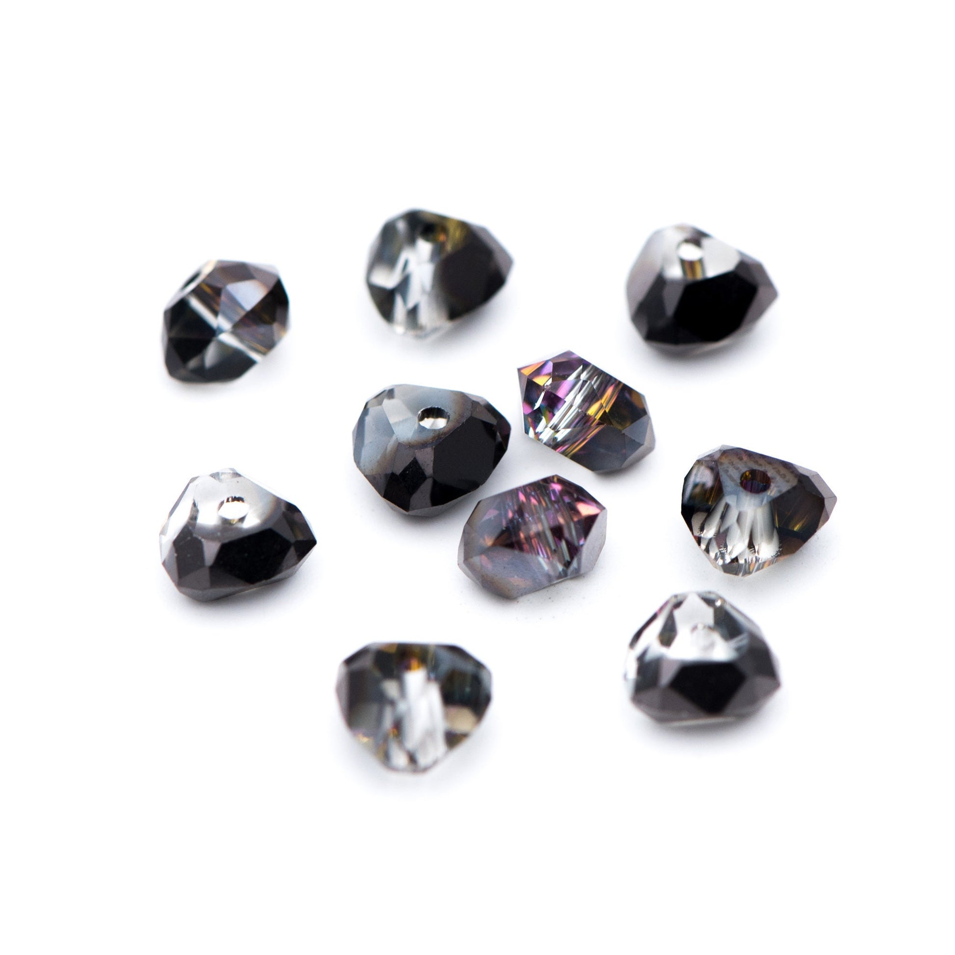 Crystal Triangle Spacer Beads 7.5mm, Faceted Glass Triangle Beads, (TS-95)/ 95 beads