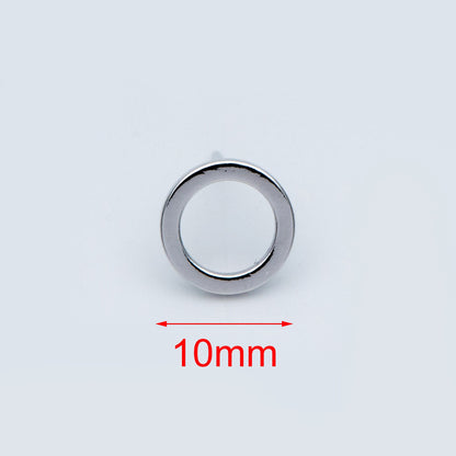10pcs Silver tone Round Circle Ear Posts 10mm, Rhodium plated Brass, Geometric Loop Stud Earrings (GB-756)