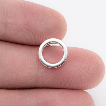 10pcs Silver tone Round Circle Ear Posts 10mm, Rhodium plated Brass, Geometric Loop Stud Earrings (GB-756)