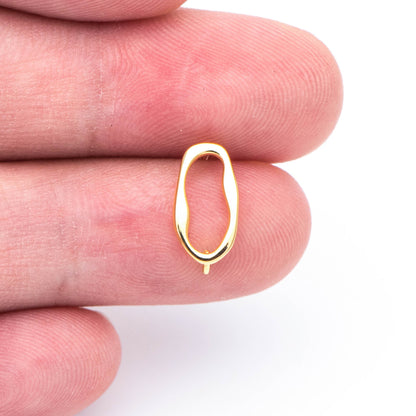 10pcs Gold Oval Earring Post, Geometric Stud Earrings with Open Loops, DIY Ear Wire Findings (GB-676)