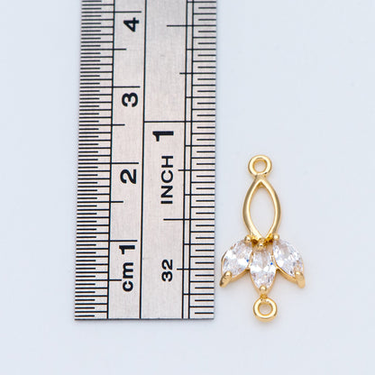 10pcs CZ Pave Leaf Charm Connectors 21x10mm (GB-3670-G)