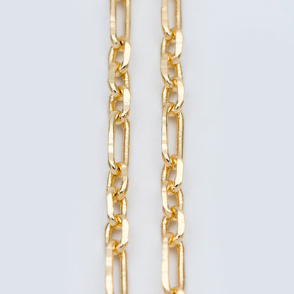 Gold Oval Link Chains 2.2/ 3.2/ 3.6mm, 18K Gold plated Brass, Color Not Easily Tarnish (#LK-275)/ 1 Meter=3.3 ft