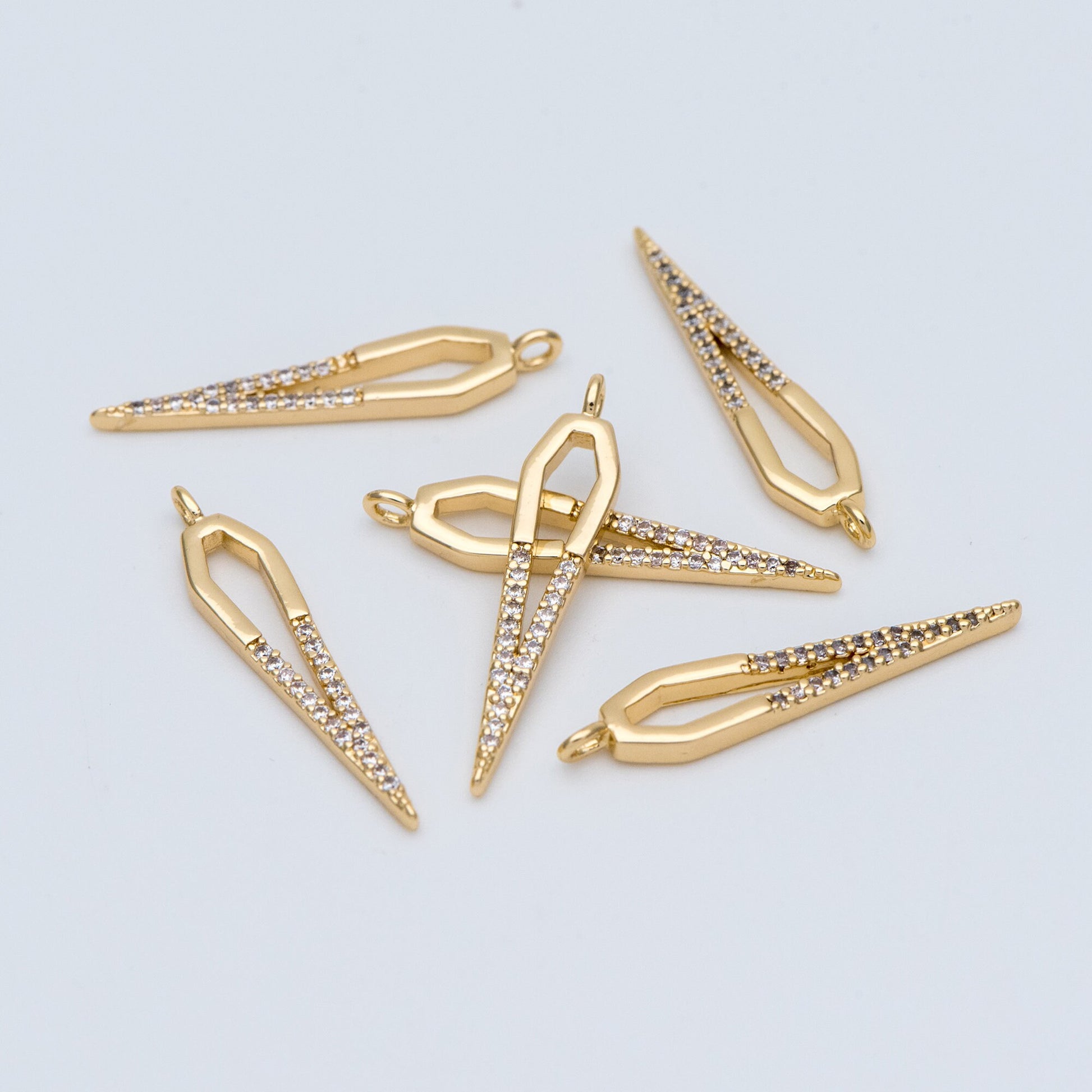 4pcs CZ Pave Bar Charm,Drop Charm, Arrowhead Charm, 27mm (GB-739)