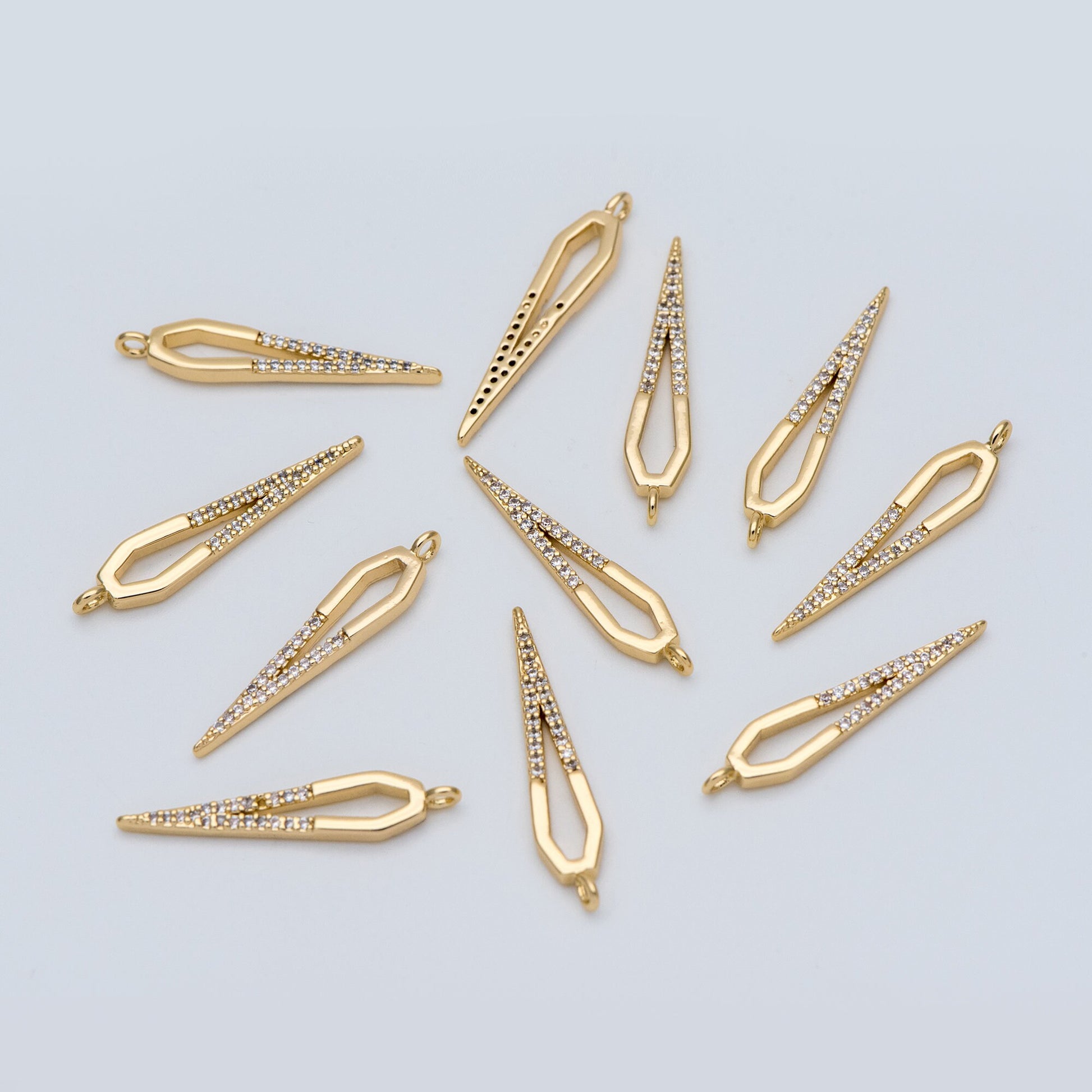 4pcs CZ Pave Bar Charm,Drop Charm, Arrowhead Charm, 27mm (GB-739)