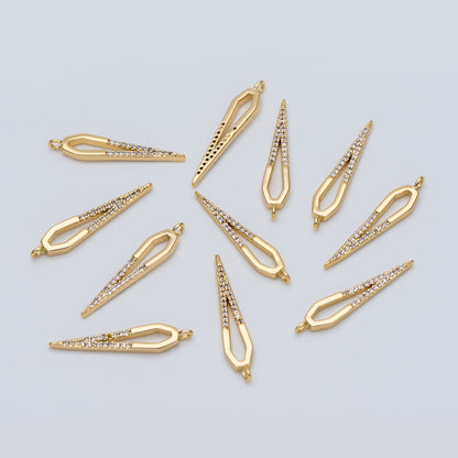 4pcs CZ Pave Bar Charm,Drop Charm, Arrowhead Charm, 27mm (GB-739)