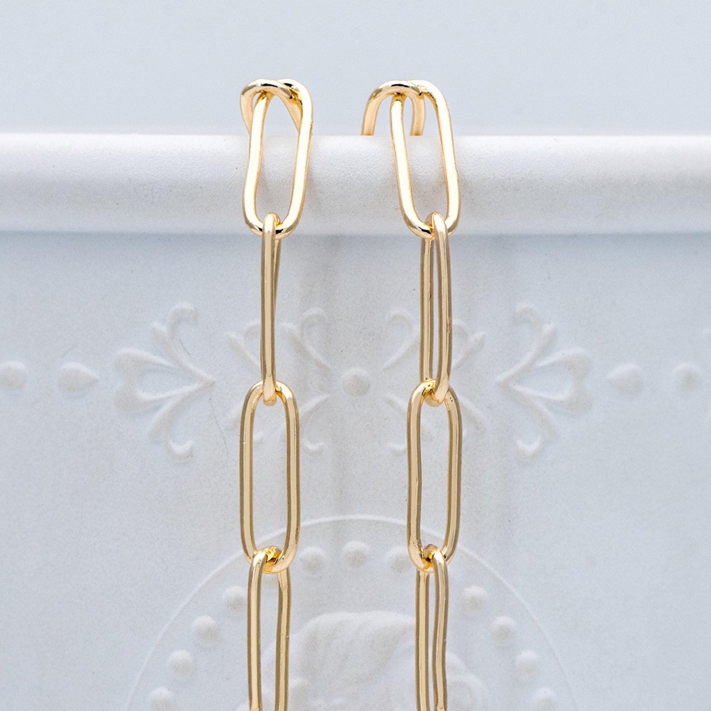 Gold/ Silver tone Cable Chains, Long Oval Link 5x14mm, Gold/ Rhodium plated Brass, Color Not Easily Tarnish (#LK-279)/ 1 Meter=3.3 ft