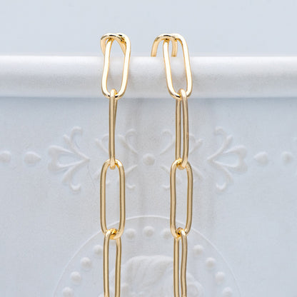 Gold/ Silver tone Cable Chains, Long Oval Link 5x14mm, Gold/ Rhodium plated Brass, Color Not Easily Tarnish (#LK-279)/ 1 Meter=3.3 ft