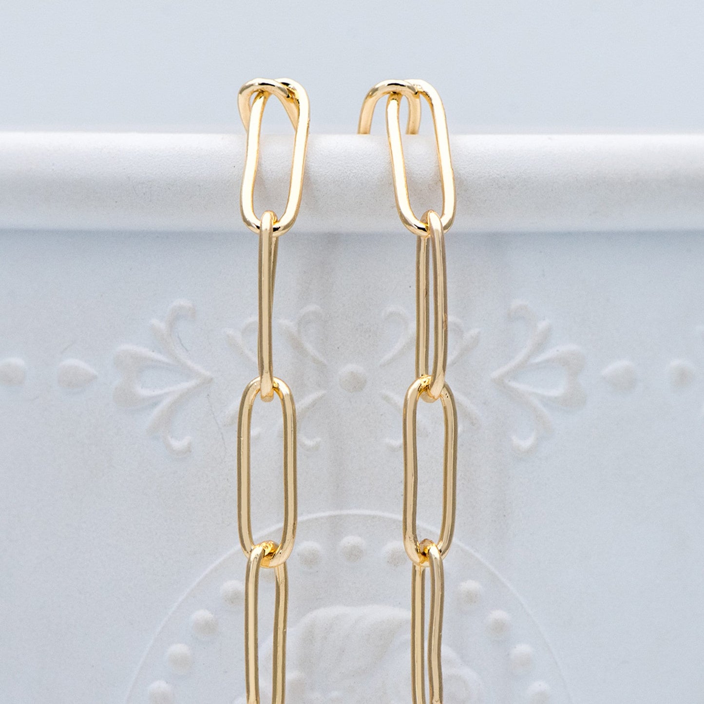 Gold/ Silver tone Cable Chains, Long Oval Link 5x14mm, Gold/ Rhodium plated Brass, Color Not Easily Tarnish (#LK-279)/ 1 Meter=3.3 ft