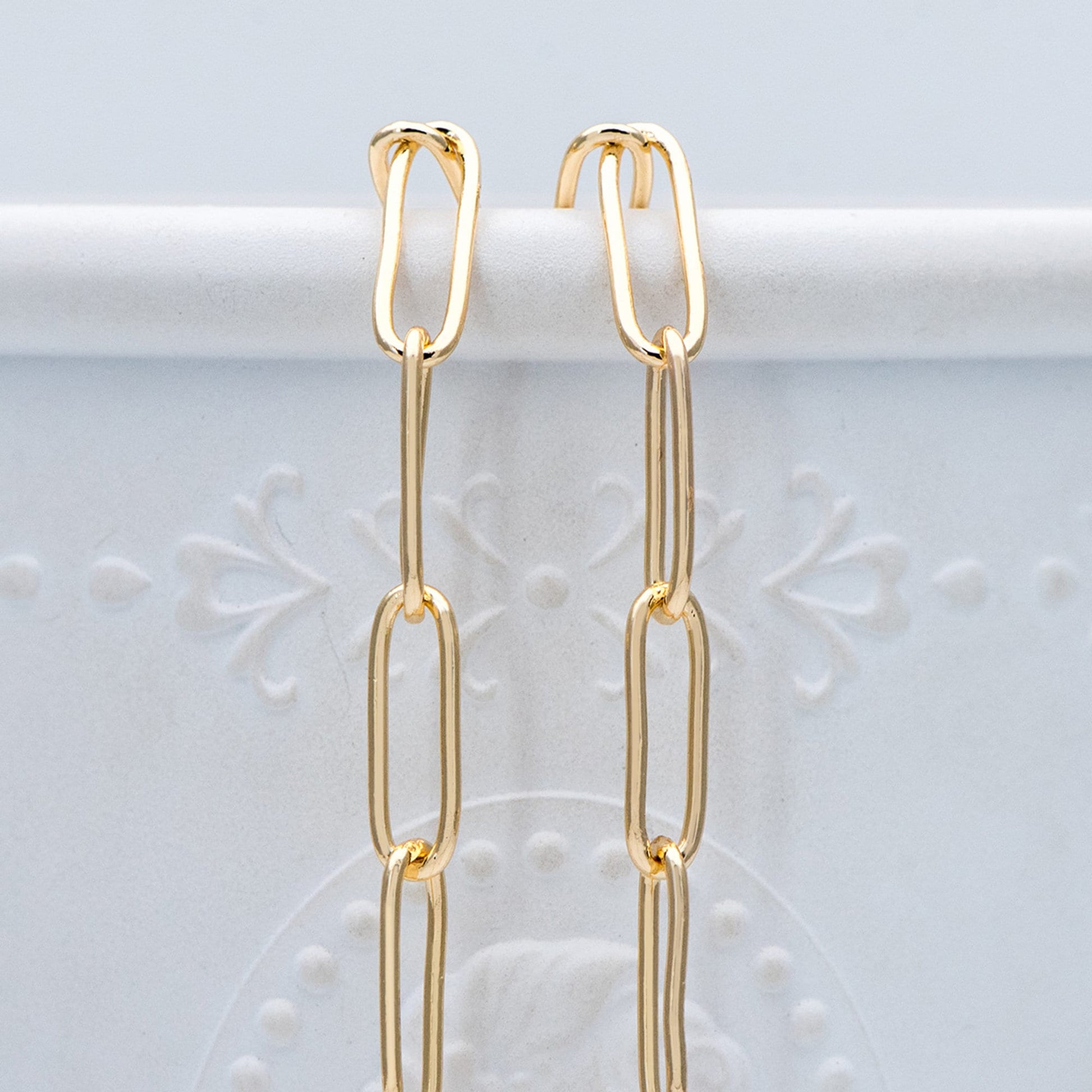 Gold/ Silver tone Cable Chains, Long Oval Link 5x14mm, Gold/ Rhodium plated Brass, Color Not Easily Tarnish (#LK-279)/ 1 Meter=3.3 ft