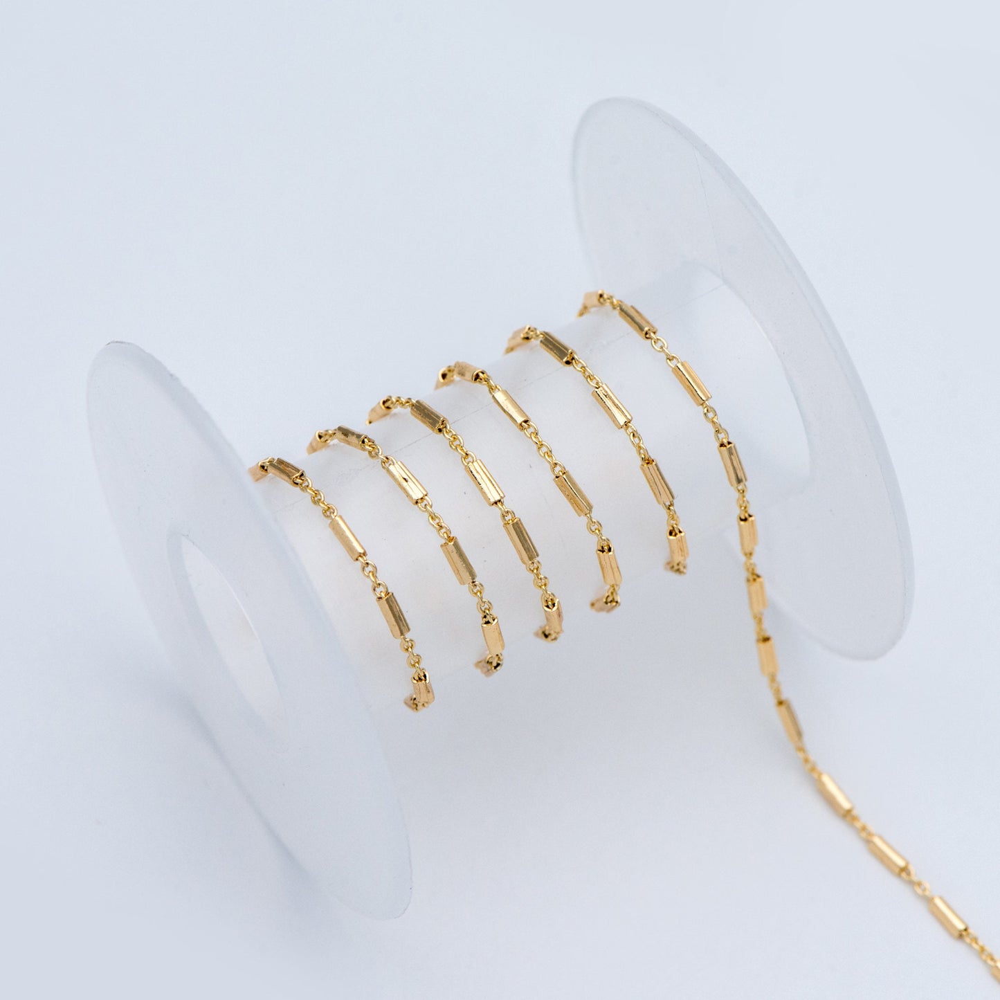 Gold plated Brass Tube Chains 2mm, DIY Bar Chain Wholesale, Stick Link Chain Findings (#LK-280)/ 1 Meter=3.3 ft