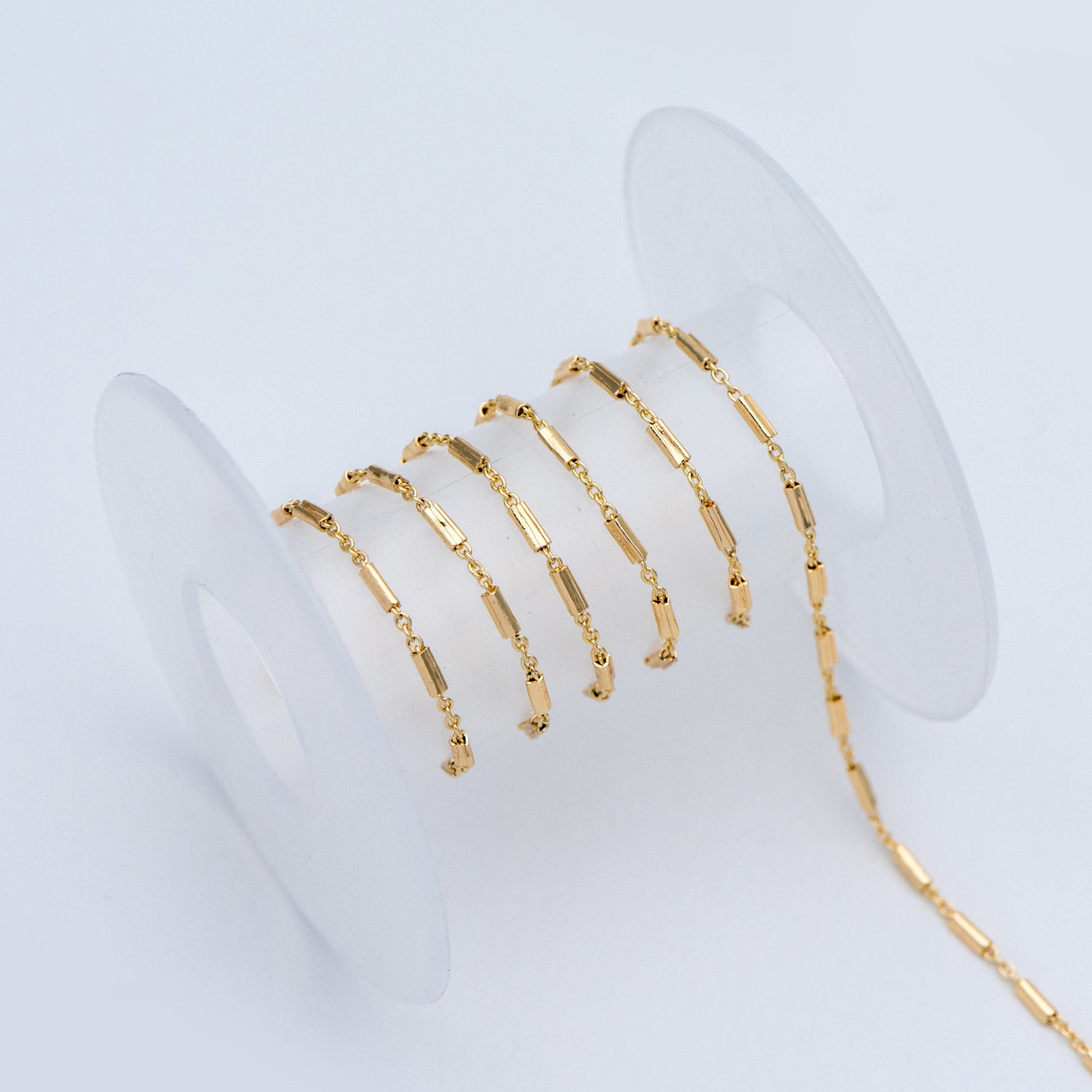 Gold plated Brass Tube Chains 2mm, DIY Bar Chain Wholesale, Stick Link Chain Findings (#LK-280)/ 1 Meter=3.3 ft