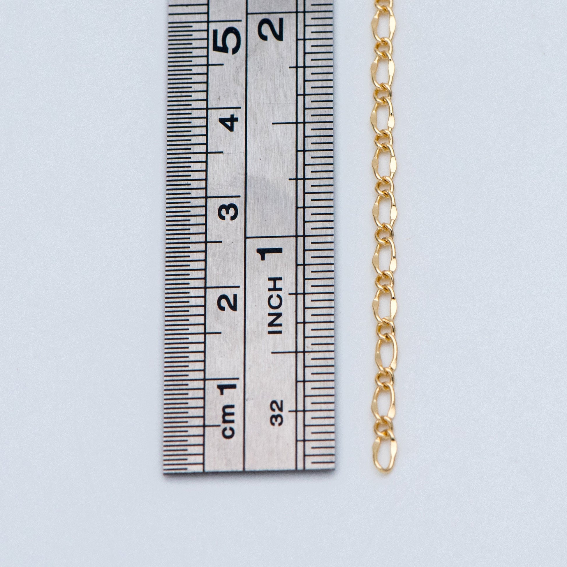 Gold plated Brass Figaro Chains 2.5mm, Necklace Chain Supplies Findings Wholesale (#LK-282)/ 1 Meter=3.3 ft