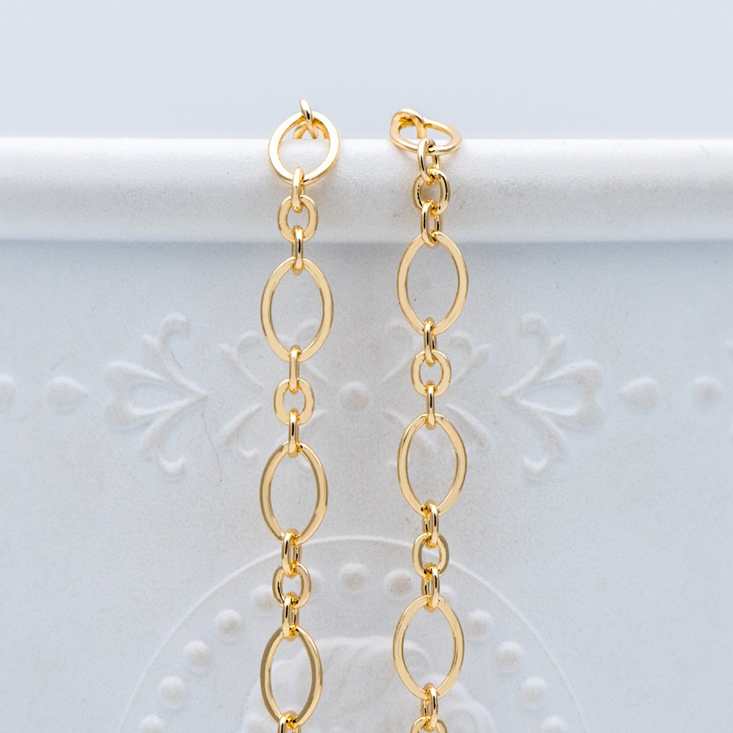 Gold plated Brass Oval Link Chains, DIY Necklace Chain Findings Wholesale (#LK-286)/ 1 Meter=3.3 ft