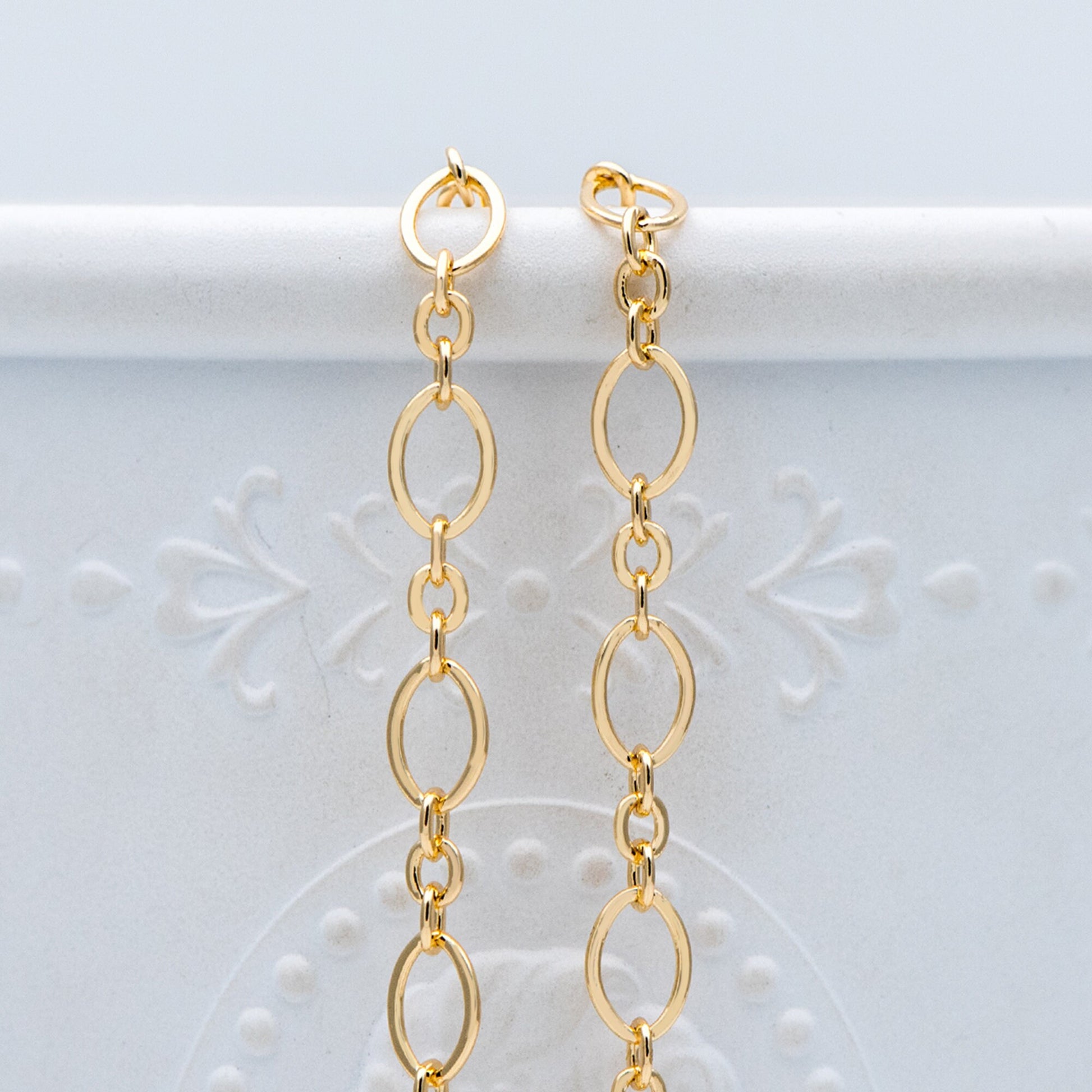 Gold plated Brass Oval Link Chains, DIY Necklace Chain Findings Wholesale (#LK-286)/ 1 Meter=3.3 ft