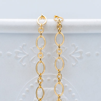 Gold plated Brass Oval Link Chains, DIY Necklace Chain Findings Wholesale (#LK-286)/ 1 Meter=3.3 ft