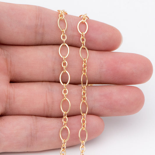 Gold plated Brass Oval Link Chains, DIY Necklace Chain Findings Wholesale (#LK-286)/ 1 Meter=3.3 ft