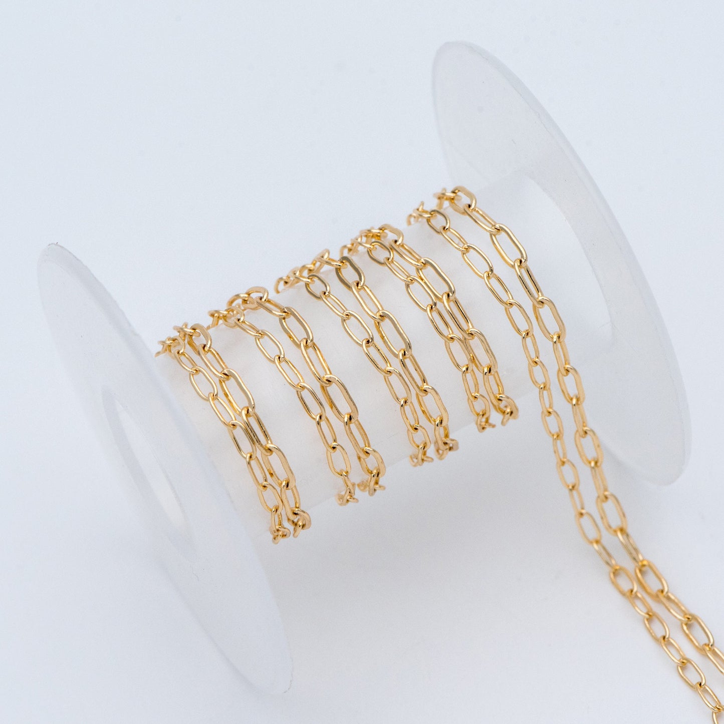 Gold/ Rhodium plated Brass Oval Cable Chains, 2.4/ 2.8/ 3mm Wide, DIY Chain Findings Wholesale (#LK-287)/ 1 Meter=3.3 ft