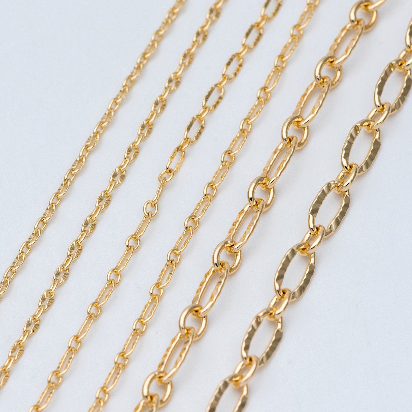 Gold plated Brass Cable Chains, 2/ 2.5 / 3.4 /4.8mm, DIY Necklace Components Wholesale, (#LK-289)/ 1 Meter=3.3 ft