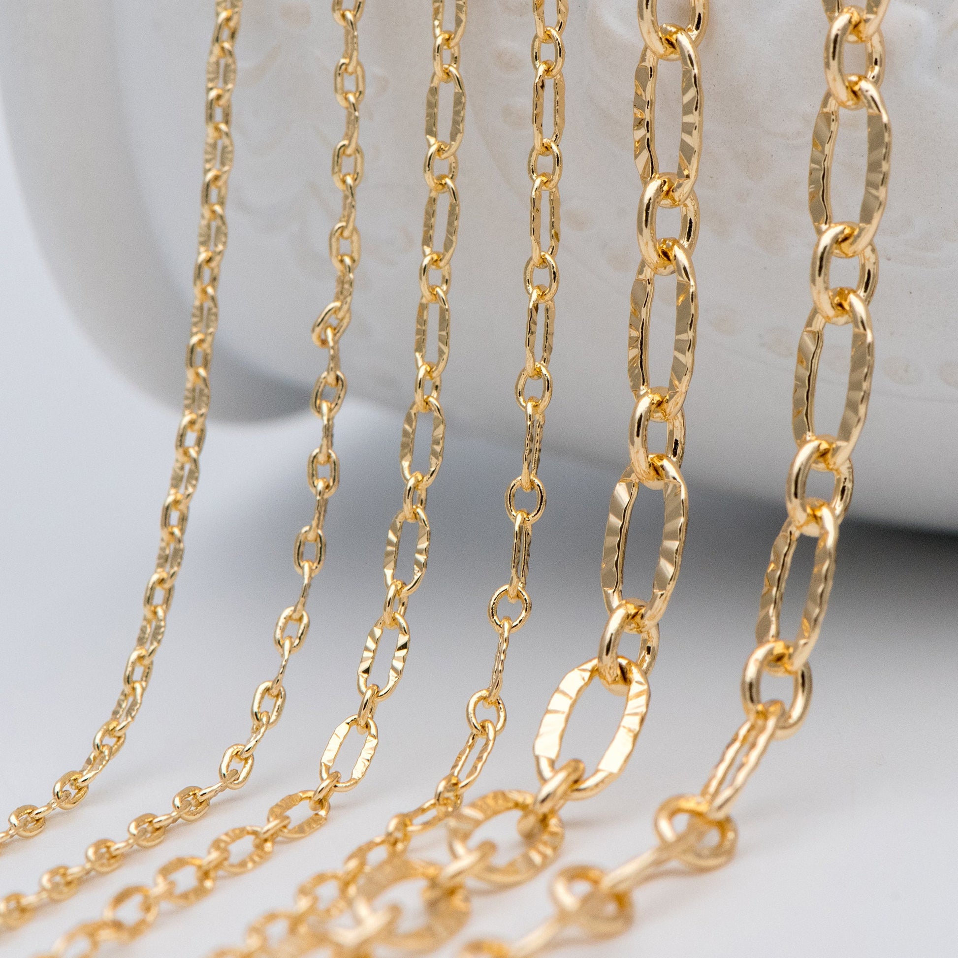 Gold plated Brass Cable Chains, 2/ 2.5 / 3.4 /4.8mm, DIY Necklace Components Wholesale, (#LK-289)/ 1 Meter=3.3 ft