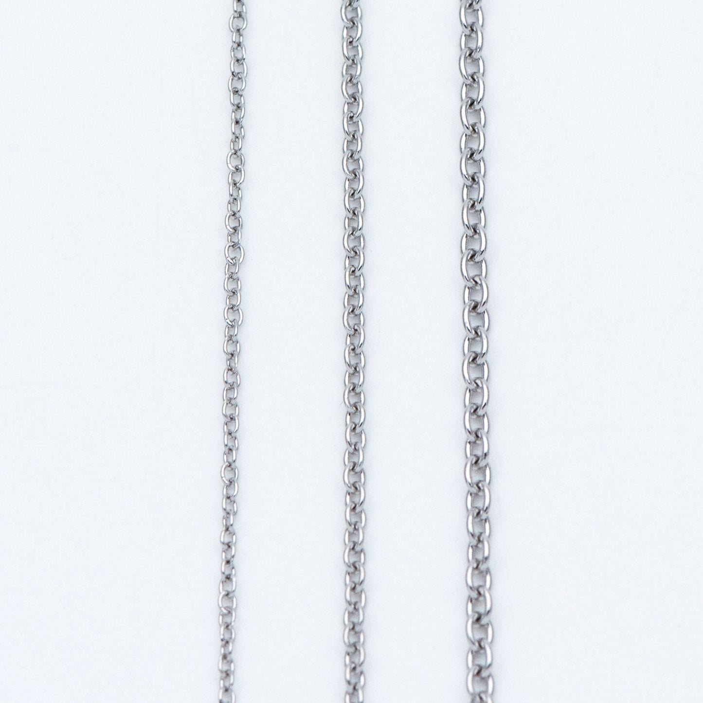 Stainless Steel Oval Cable Chains, Silver tone Dainty Chain 1.3/ 1.6/ 2mm, Color Not Tarnish (#LK-292)/ 1 Meter=3.3 ft