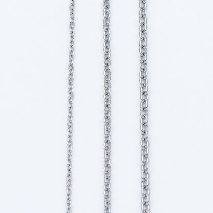 Stainless Steel Oval Cable Chains, Silver tone Dainty Chain 1.3/ 1.6/ 2mm, Color Not Tarnish (#LK-292)/ 1 Meter=3.3 ft