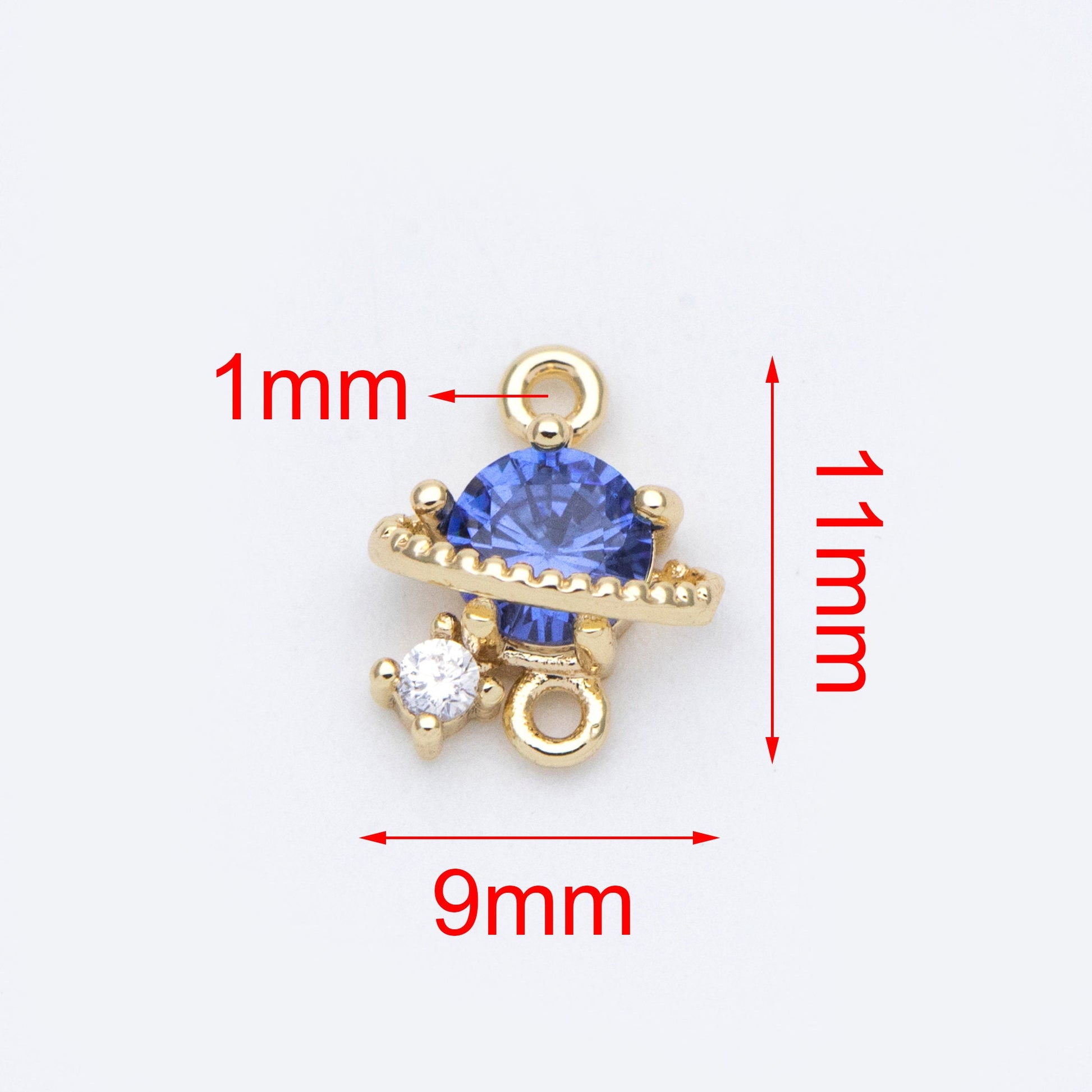 10pcs CZ Pave Saturn Charms 11x9mm, Gold plated Brass Saturn Pendants, Space Planet DIY Connectors (GB-689)