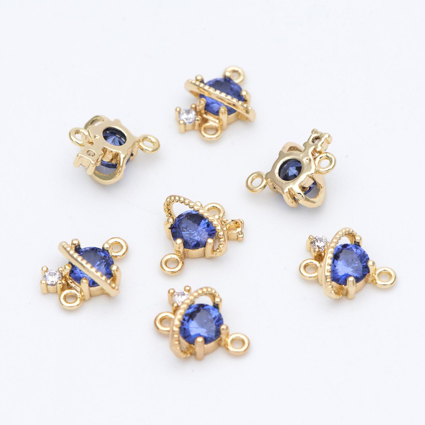 10pcs CZ Pave Saturn Charms 11x9mm, Gold plated Brass Saturn Pendants, Space Planet DIY Connectors (GB-689)