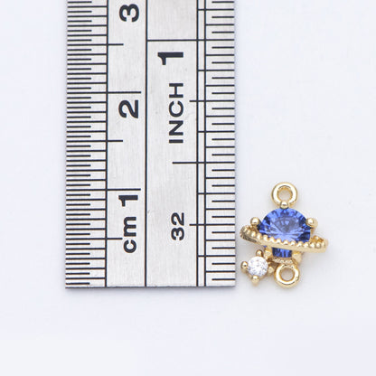10pcs CZ Pave Saturn Charms 11x9mm, Gold plated Brass Saturn Pendants, Space Planet DIY Connectors (GB-689)