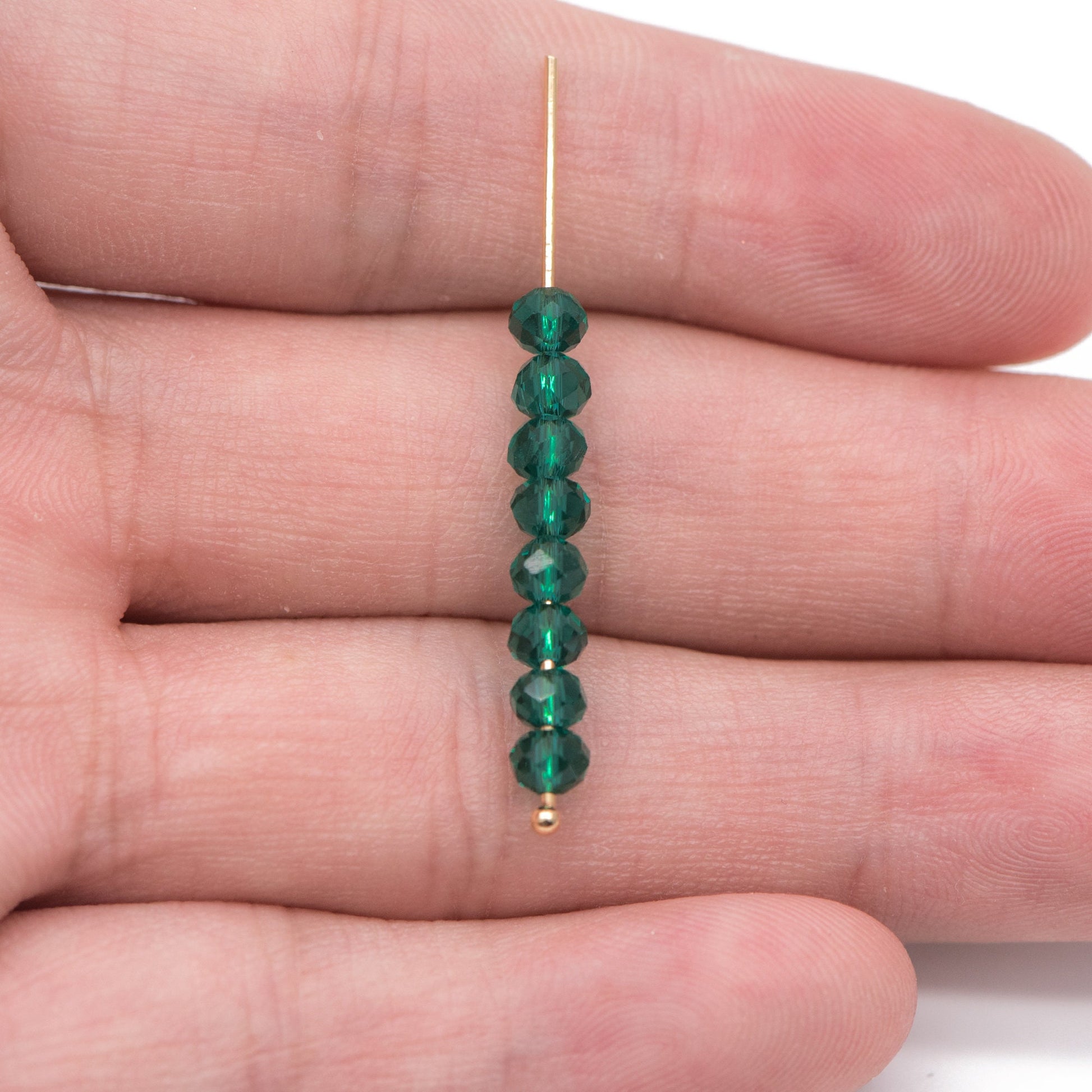 Rondelle Faceted Glass Beads Peacock Green 3x4mm -(BZ04-05) / 120Pcs