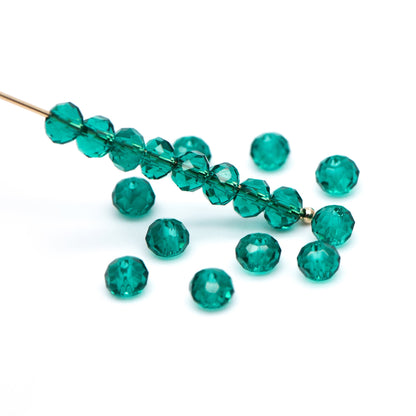 Rondelle Faceted Glass Beads Peacock Green 3x4mm -(BZ04-05) / 120Pcs