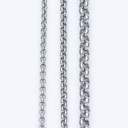 Stainless Steel Chains 2/ 2.5/ 4mm,Round Cable Link Chains, Silver tone DIY Chain Supplies Wholesale, Not Tarnish (#LK-296)/ 1 Meter=3.3 ft