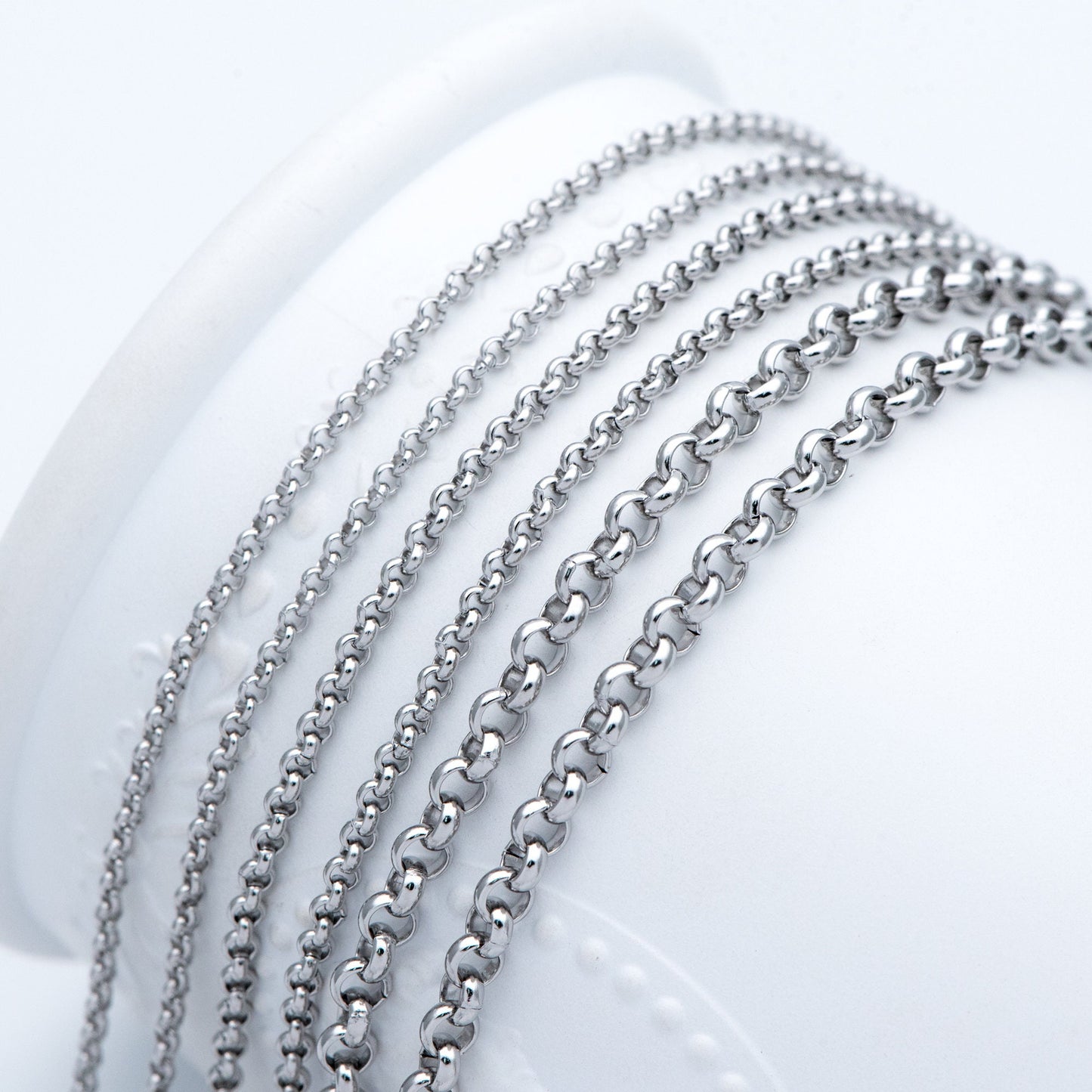 Stainless Steel Chains 2/ 2.5/ 4mm,Round Cable Link Chains, Silver tone DIY Chain Supplies Wholesale, Not Tarnish (#LK-296)/ 1 Meter=3.3 ft