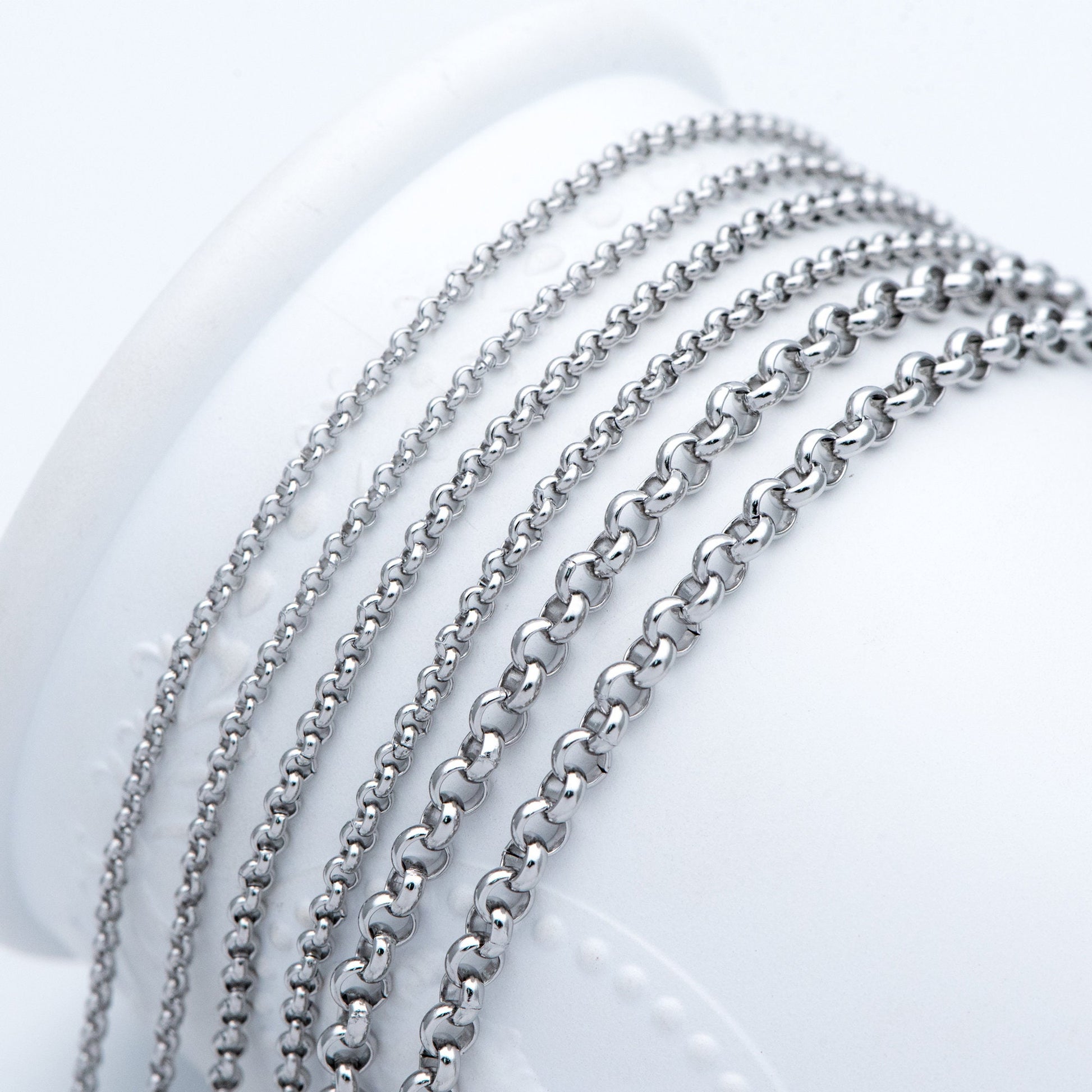 Stainless Steel Chains 2/ 2.5/ 4mm,Round Cable Link Chains, Silver tone DIY Chain Supplies Wholesale, Not Tarnish (#LK-296)/ 1 Meter=3.3 ft