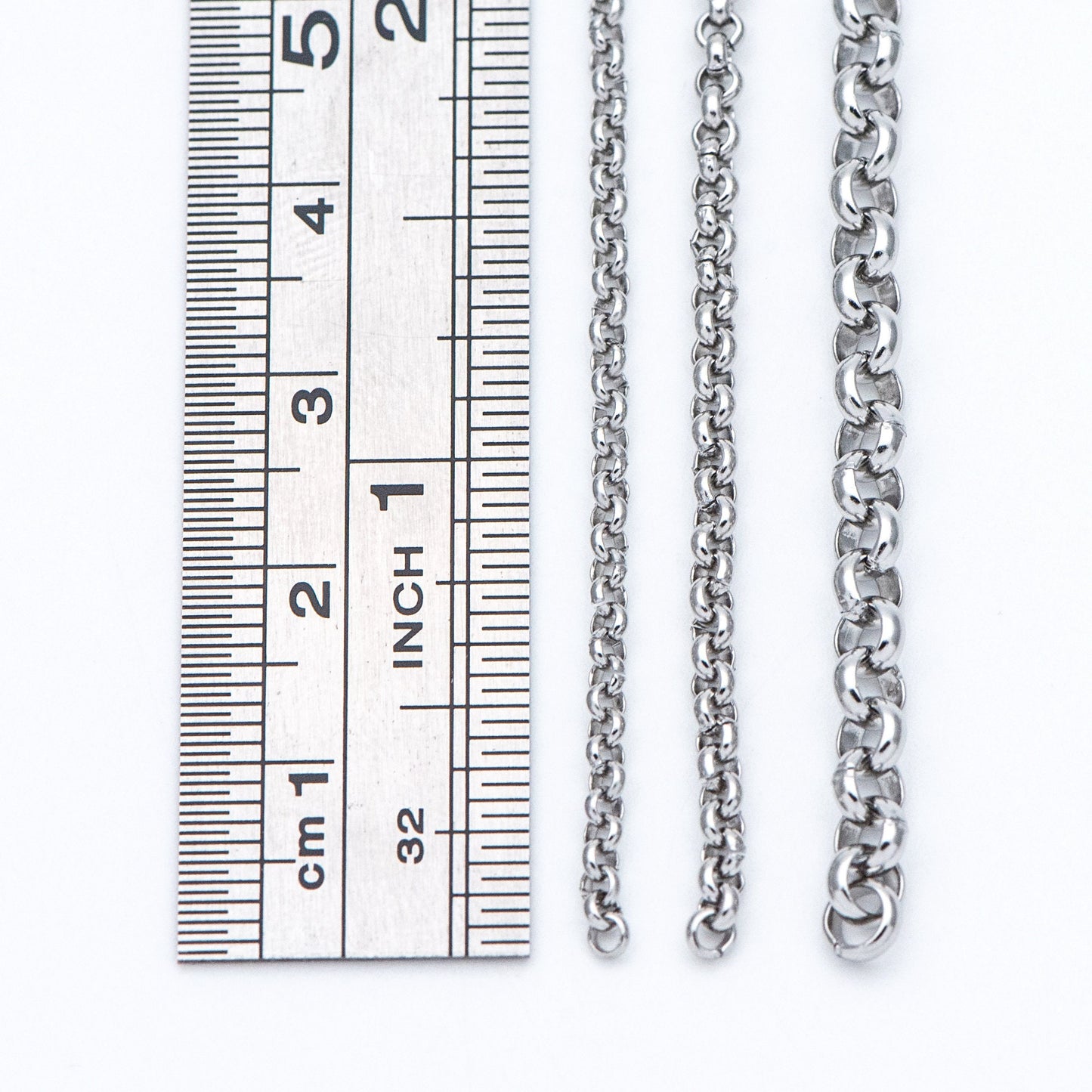 Stainless Steel Chains 2/ 2.5/ 4mm,Round Cable Link Chains, Silver tone DIY Chain Supplies Wholesale, Not Tarnish (#LK-296)/ 1 Meter=3.3 ft