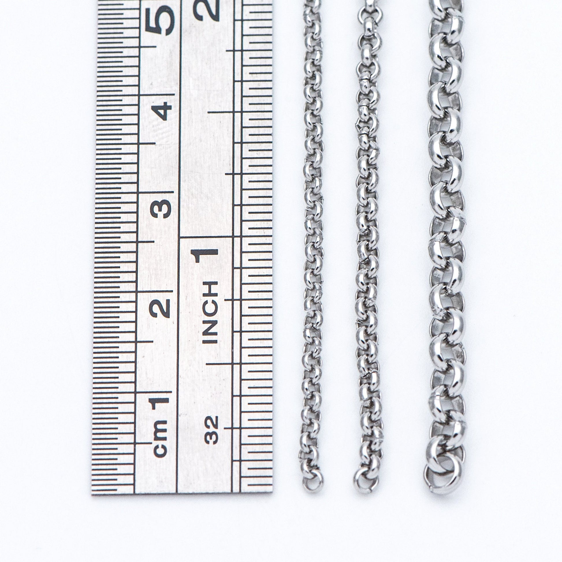 Stainless Steel Chains 2/ 2.5/ 4mm,Round Cable Link Chains, Silver tone DIY Chain Supplies Wholesale, Not Tarnish (#LK-296)/ 1 Meter=3.3 ft