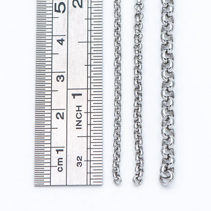 Stainless Steel Chains 2/ 2.5/ 4mm,Round Cable Link Chains, Silver tone DIY Chain Supplies Wholesale, Not Tarnish (#LK-296)/ 1 Meter=3.3 ft