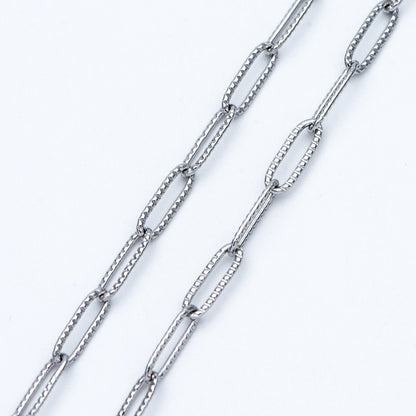 Stainless Steel Oval Link Chain: Silver Tone DIY Jewelry Findings (4x12mm) (LK-295)/ 1 Meter