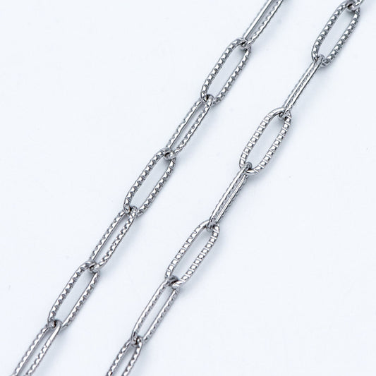 Stainless Steel Oval Link Chain: Silver Tone DIY Jewelry Findings (4x12mm) (LK-295)/ 1 Meter