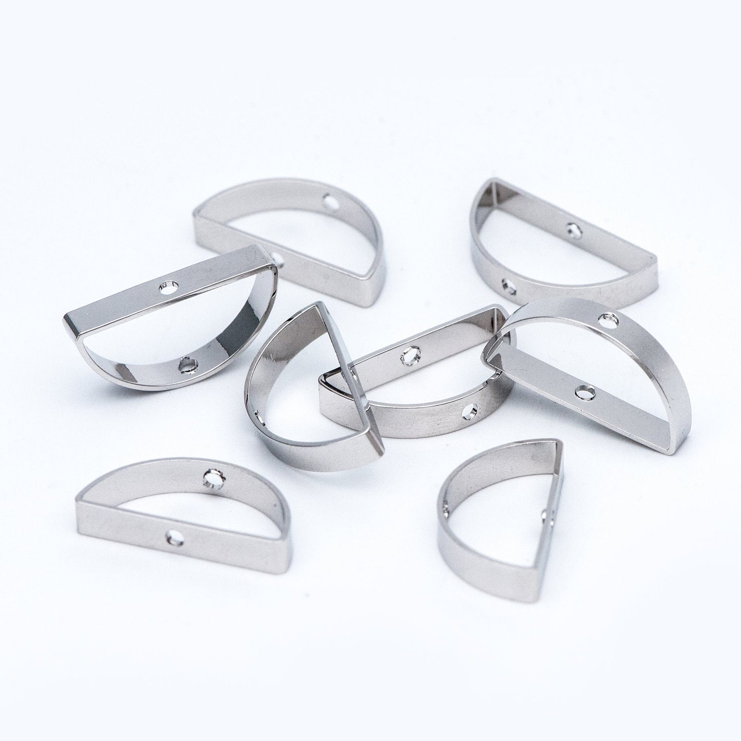 10pcs Gold/ Silver tone Semicircle Link Pendants 21x11mm, Gold/ Rhodium plated Brass, Geometric Half Moon Charms with 2 Holes (GB-791)