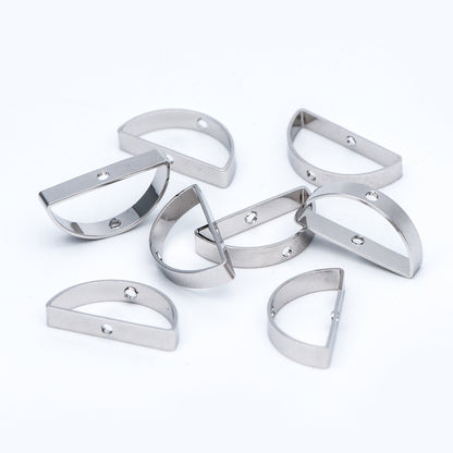 10pcs Gold/ Silver tone Semicircle Link Pendants 21x11mm, Gold/ Rhodium plated Brass, Geometric Half Moon Charms with 2 Holes (GB-791)