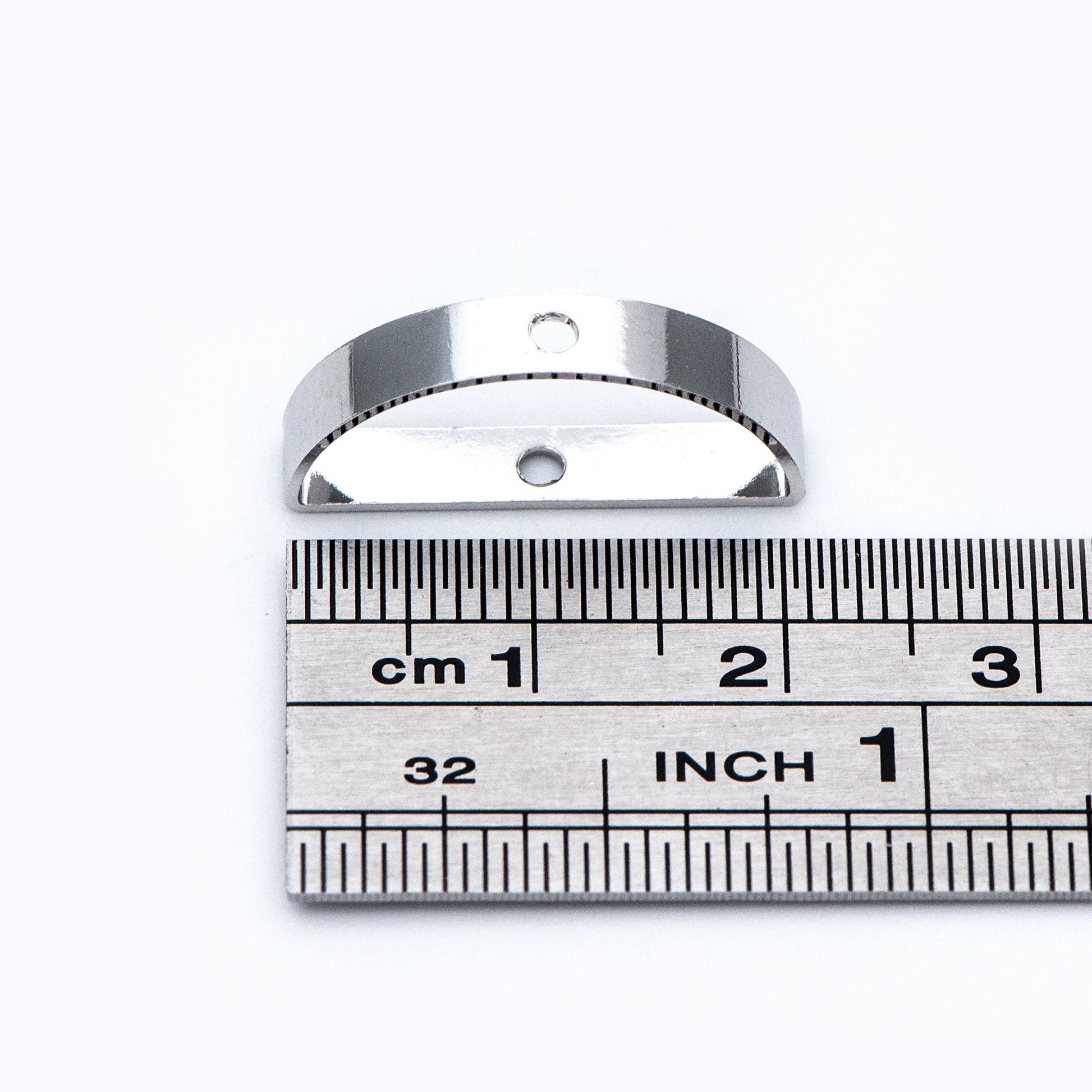 10pcs Gold/ Silver tone Semicircle Link Pendants 21x11mm, Gold/ Rhodium plated Brass, Geometric Half Moon Charms with 2 Holes (GB-791)